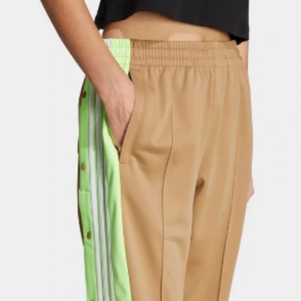 Adidas AdiBreak Track Pants – Tan & Neon Green – Size M